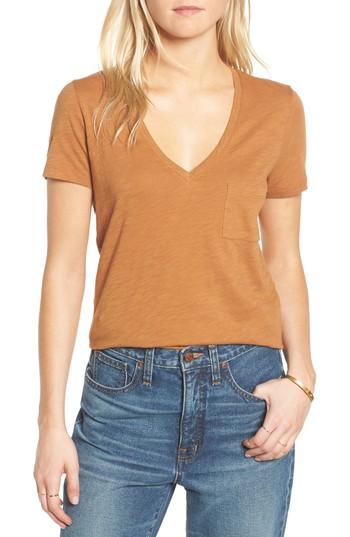 Women's Madewell Whisper Cotton V-neck Pocket Tee - Red