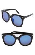 Women's Nem Melrose 55mm Square Sunglasses - Black W Dark Blue Mirror