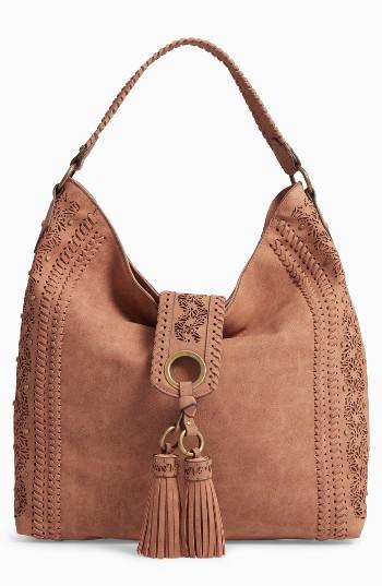 Elle & Jae Gypset Palomina Cutwork Faux Leather Hobo - Brown
