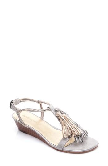 Women's Bernardo Footwear Court Fringe Leather Sandal M - Metallic