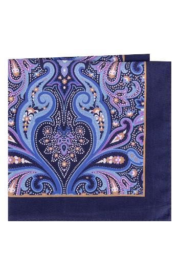 Men's Ted Baker London Royal Paisley Silk Pocket Square, Size - Blue