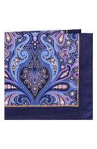 Men's Ted Baker London Royal Paisley Silk Pocket Square, Size - Blue