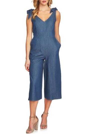 Women's Cece Wide Leg Crop Chambray Crop Jumpsuit