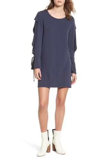 Women's Everly Ruffle Sleeve Sweatshirt Dress - Grey