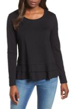 Women's 1901 Crewneck Cotton Blend Top, Size - Black