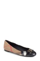 Women's Burberry Check Canvas Cap Toe Ballerina Flat Us / 37eu - Black