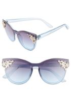 Women's Leith 52mm Crystal Embellished Round Sunglasses - Crystal Blue