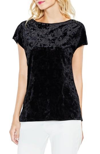 Women's Vince Camuto Extended Shoulder Crushed Velvet Top - Black
