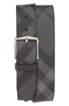 Men's Burberry Joe Check Belt Eu - Charcoal/ Black