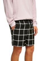 Men's Topman Windowpane Swim Trunks - Black
