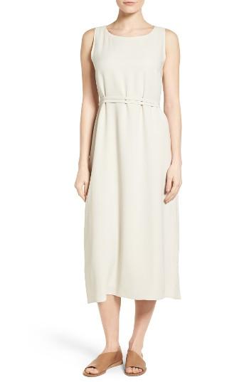 Women's Eileen Fisher Silk Midi Dress, Size - White