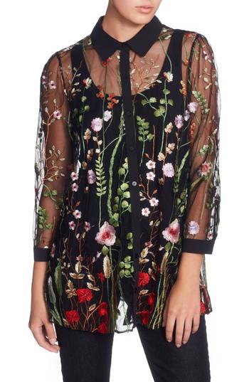 Women's Catherine Catherine Malandrino Franzisca Embroidered Blouse - Black