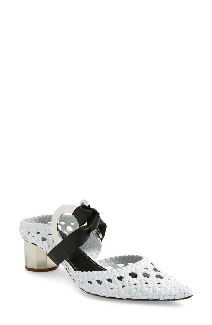 Women's Proenza Schouler Grommet Woven Pointy Toe Mule .5us / 38.5eu - White