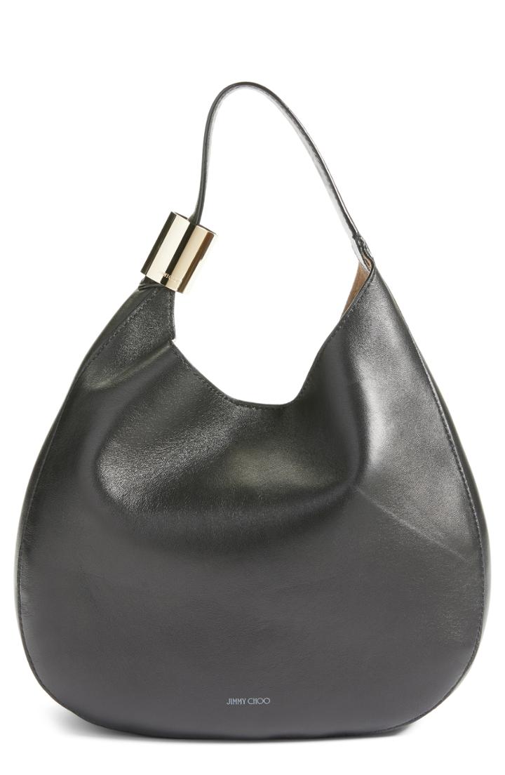 Jimmy Choo Stevie Lambskin Leather Hobo - Black