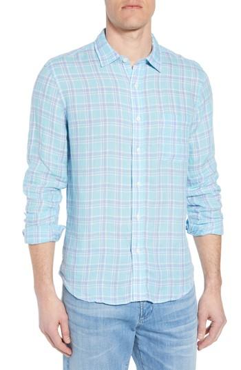 Men's Faherty Ventura Plaid Linen Sport Shirt - Purple