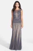 Women's Adrianna Papell Beaded Chiffon Gown - Grey