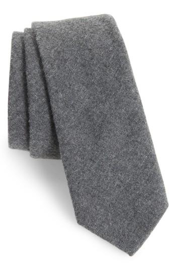 Men's Nordstrom Men's Shop Bert Solid Cotton Skinny Tie, Size - Black