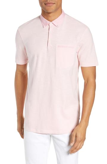 Men's Good Man Brand Slub Jersey Cotton Polo Shirt - Pink