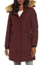 Women's Vince Camuto Down & Feather Fill Parka With Faux Fur Trim - Burgundy