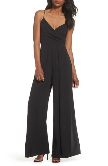 Women's Vince Camuto Crepe Wrap Bodice Jumpsuit - Black