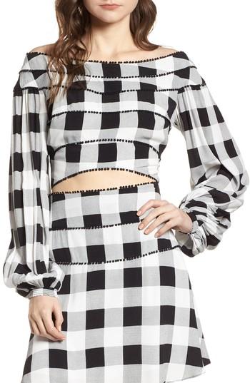 Women's Afrm Blaze Off The Shoulder Crop Top - Black