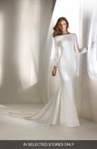 Women's Atelier Pronovias Relato Beaded Long Sleeve Mermaid Gown