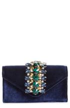 Sondra Roberts Crystal Embellished Velvet Box Clutch -