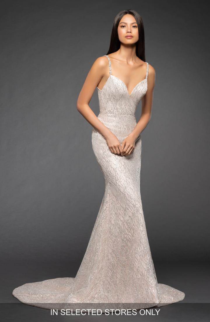 Women's Lazaro Milena Lace & Tulle A-line Gown, Size - Ivory
