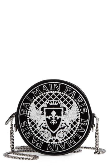 Balmain Disco Glow-in-the-dark Velvet Crossbody Bag - Black