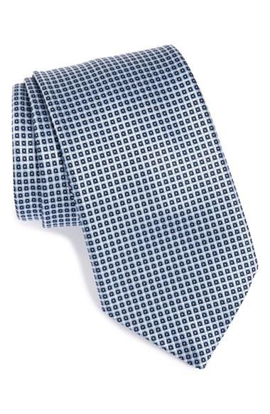 Men's Ermenegildo Zegna Geometric Silk Tie, Size - Blue