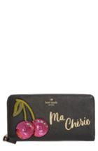Women's Kate Spade New York Ma Cherie - Lacey Applique Leather Wallet - Black
