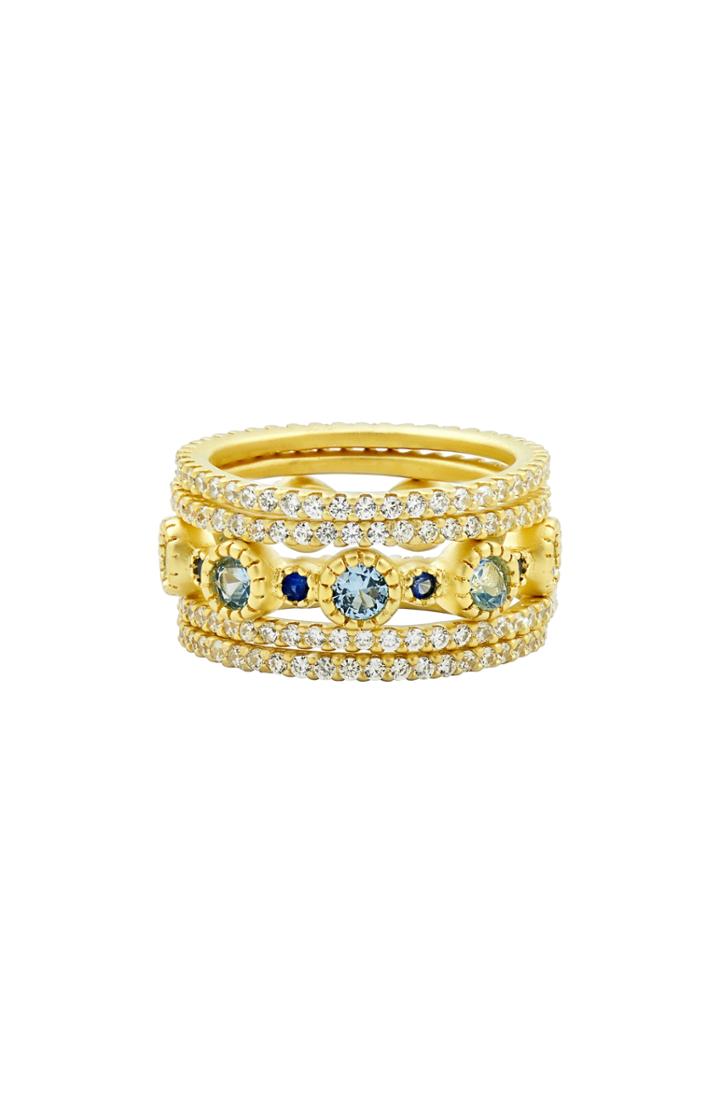 Women's Freida Rothman Imperial Blue Set Of 5 Stackable Rings