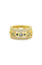 Women's Freida Rothman Imperial Blue Set Of 5 Stackable Rings