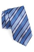 Men's David Donahue Stripe Silk & Cotton Tie, Size X-long - Blue
