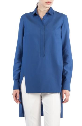 Women's Akris Cotton Poplin High/low Tunic - Blue