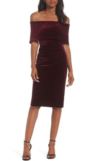 Women's Vince Camuto Velvet Off The Shoulder Dress - Burgundy