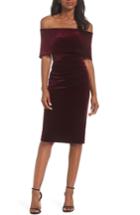 Women's Vince Camuto Velvet Off The Shoulder Dress - Burgundy