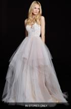 Women's Hayley Paige 'nicoletta' Floral Sequin Bodice Tiered Tulle Gown, Size - White