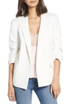 Women's Bardot Ruched Sleeve Blazer - White