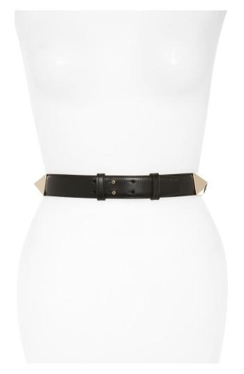 Women's Valentino Garavani Lovestud Calfskin Leather Belt - Nero