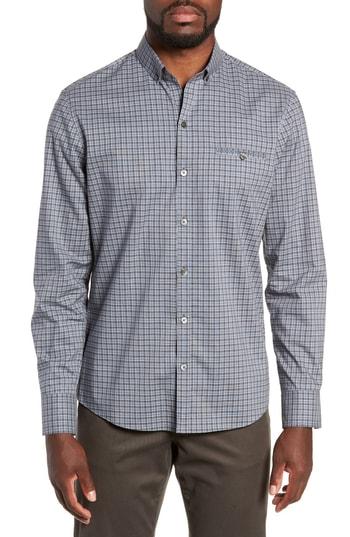 Men's Zachary Prell Chu Regular Fit Plaid Sport Shirt - Grey