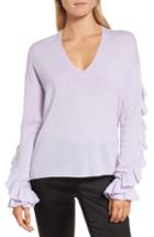 Women's Lewit Ruffle Sleeve Cashmere Sweater - Purple