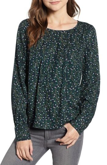 Women's Hinge Print Blouse, Size - Blue