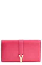 Women's Saint Laurent 'large Ligne Y' Leather Wallet - Pink