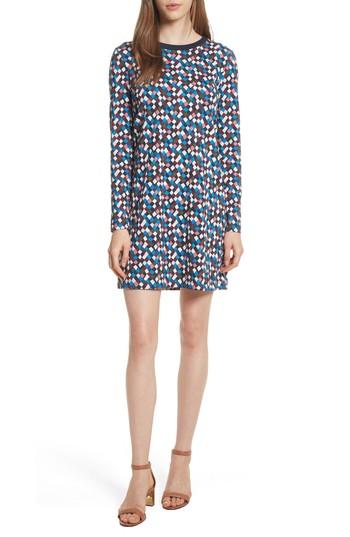 Women's Tory Burch Maggie Print Cotton Shift Dress - Blue