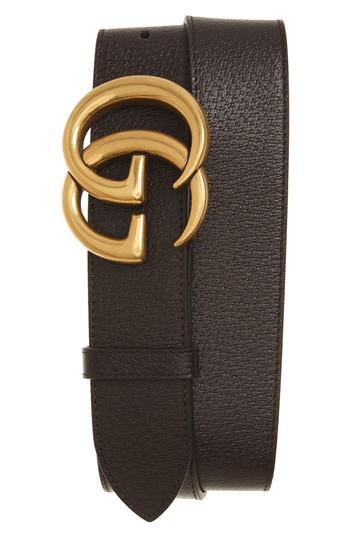 Men's Gucci Marmont Logo Leather Belt 5 Eu - Dark Brown
