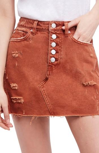 Women's Free People Denim A-line Skirt - Red