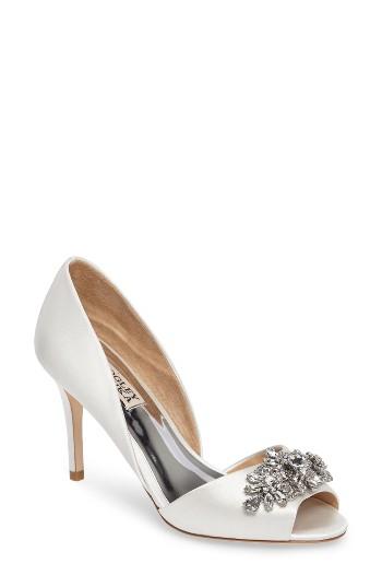 Women's Badgley Mischka Kaden Embellished D'orsay Pump .5 M - White