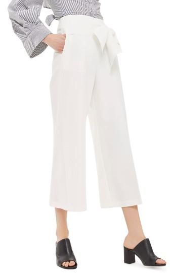 Women's Topshop Belted Wide Leg Trousers Us (fits Like 0) - Ivory