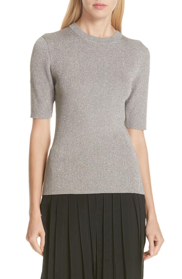 Women's 3.1 Phillip Lim Metallic Short Sleeve Sweater - Metallic